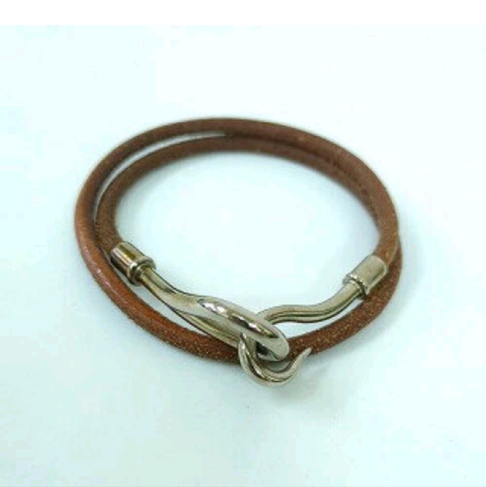 HERMES Choker Bracelet Color:Brown,Silver/2-way